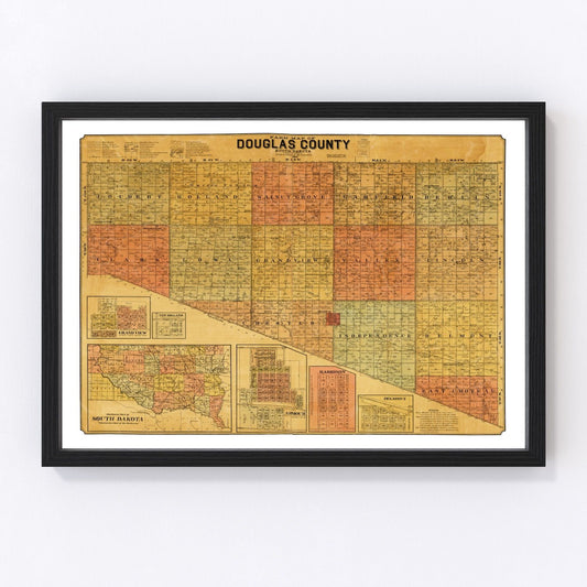 Vintage Map of Douglas County, South Dakota 1900