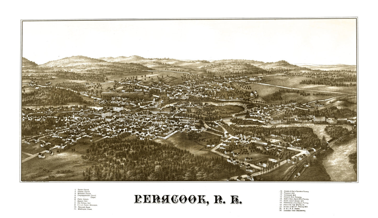 Vintage Map of Penacook, New Hampshire 1887