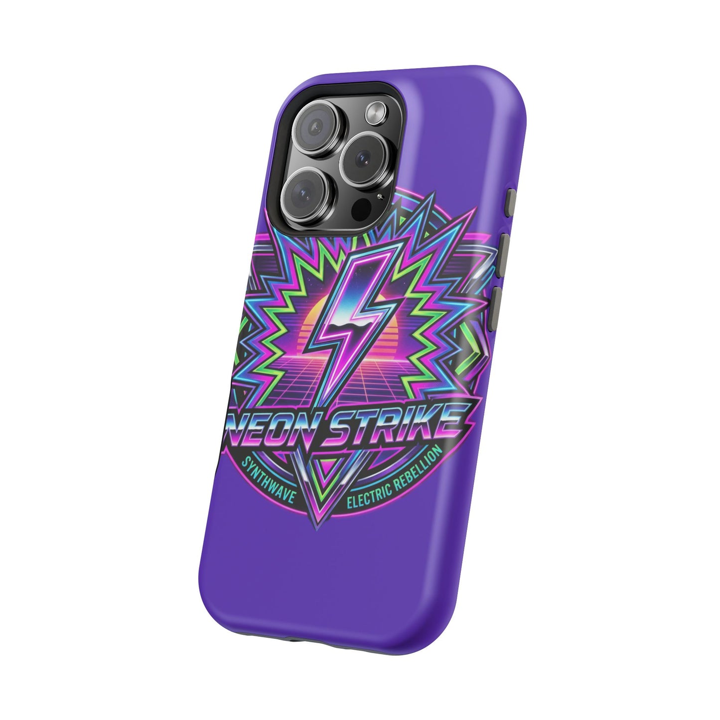 Neon Strike Phone Case — Retro 80s Lightning Magnetic Impact-Resistant Cover