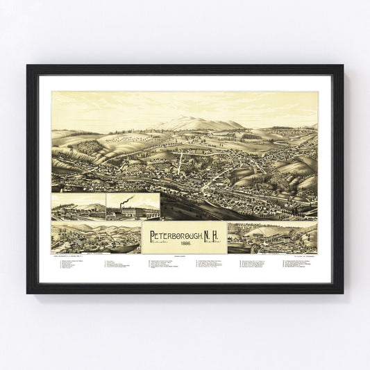 Vintage Map of Peterborough, New Hampshire 1886