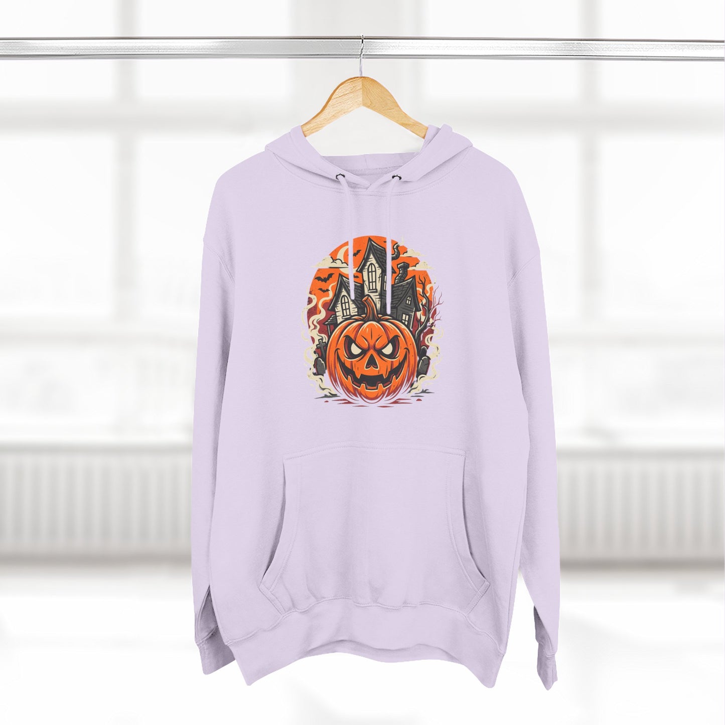 Halloween Pumpkin Hoodie — Jack-O'-Lantern Haunted House Fleece Hoodie