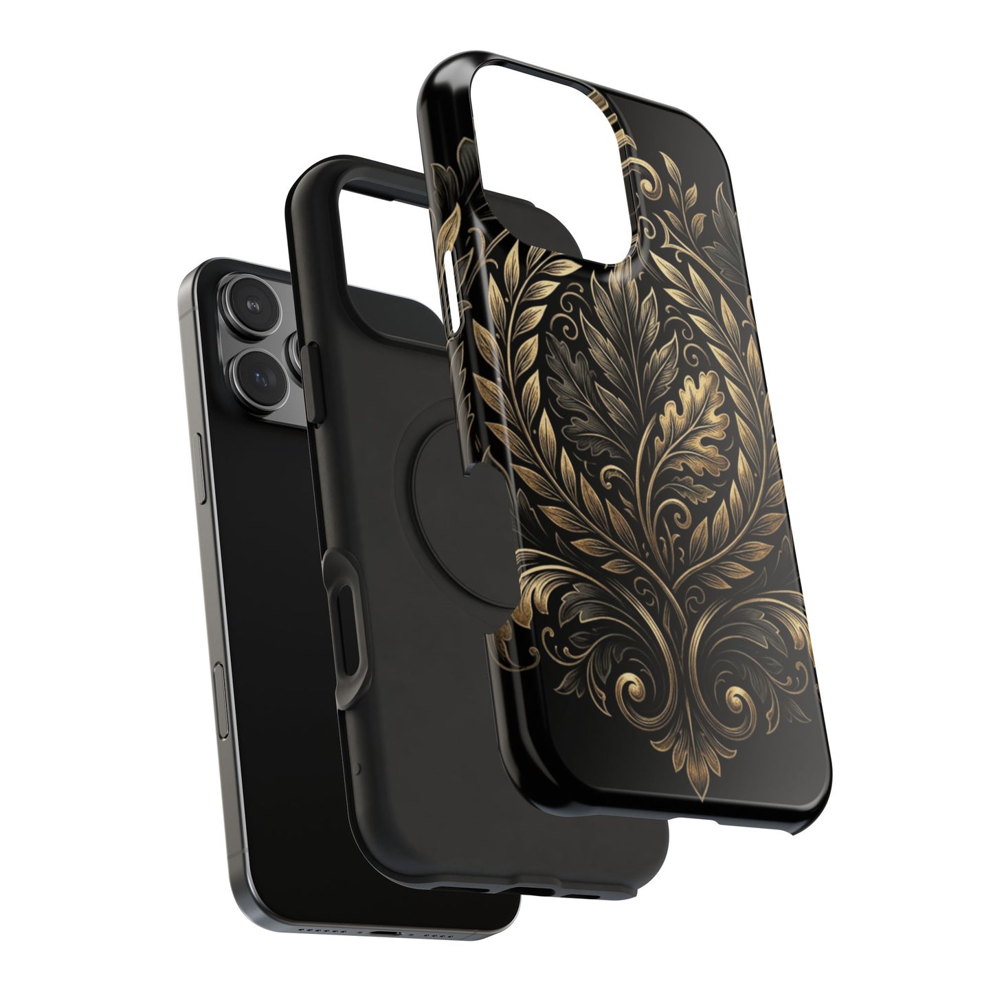 Baroque Gold Leaf Phone Case — Impact-Resistant Protective Cover