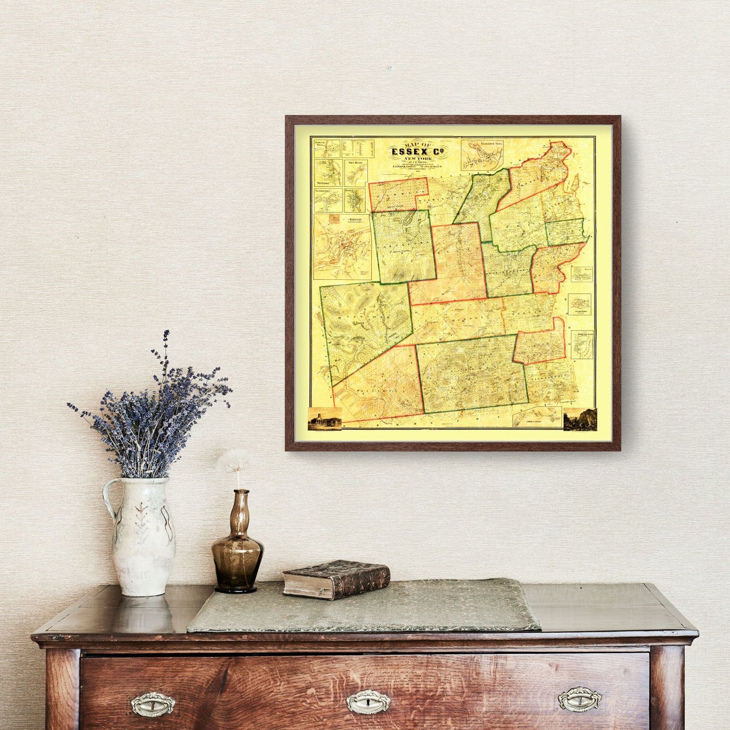 Vintage Map of Essex County, New York 1858