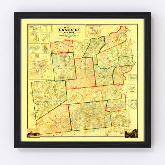 Vintage Map of Essex County, New York 1858