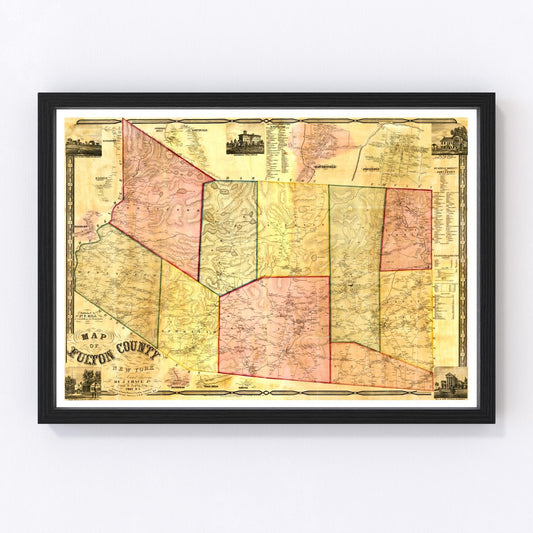 Vintage Map of Fulton County, New York 1856