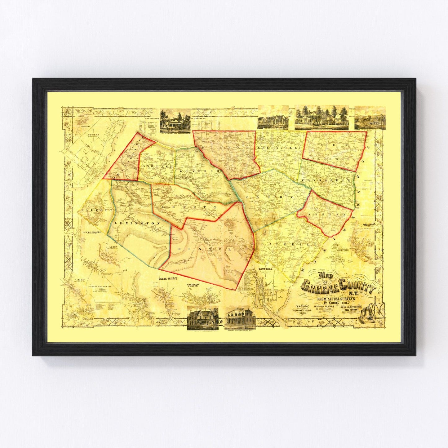 Vintage Map of Greene County, New York 1856