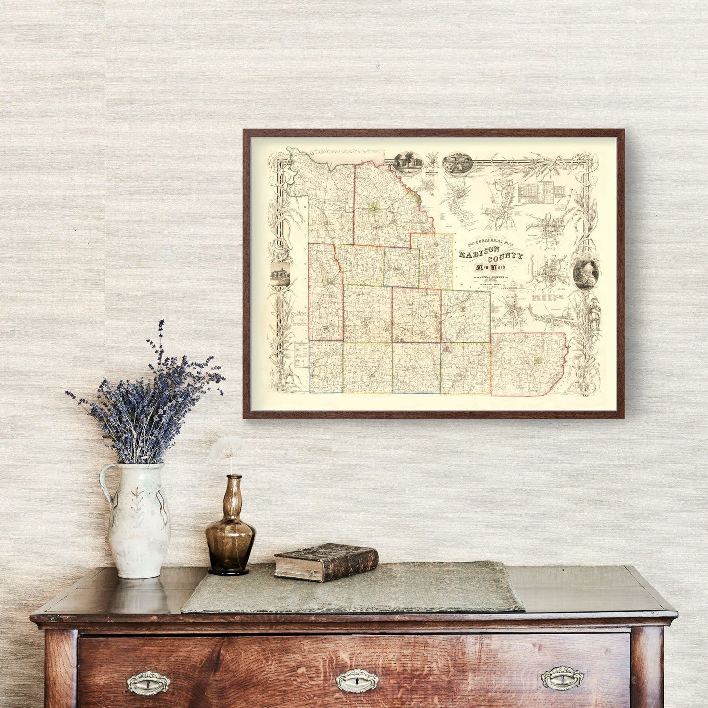 Vintage Map of Madison County, New York 1853