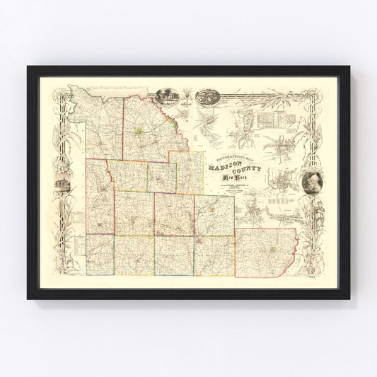 Vintage Map of Madison County, New York 1853
