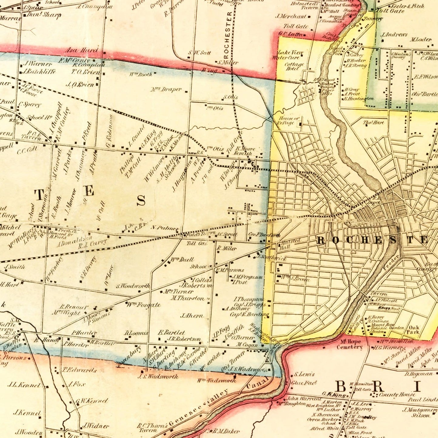 Vintage Map of Monroe County, New York 1852