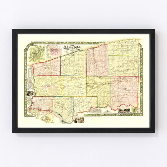 Vintage Map of Niagara County, New York 1852