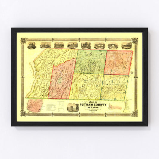 Vintage Map of Putnam County, New York 1854