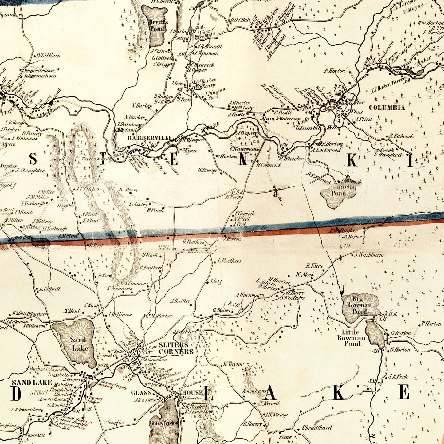 Vintage Map of Rensselaer County, New York 1854