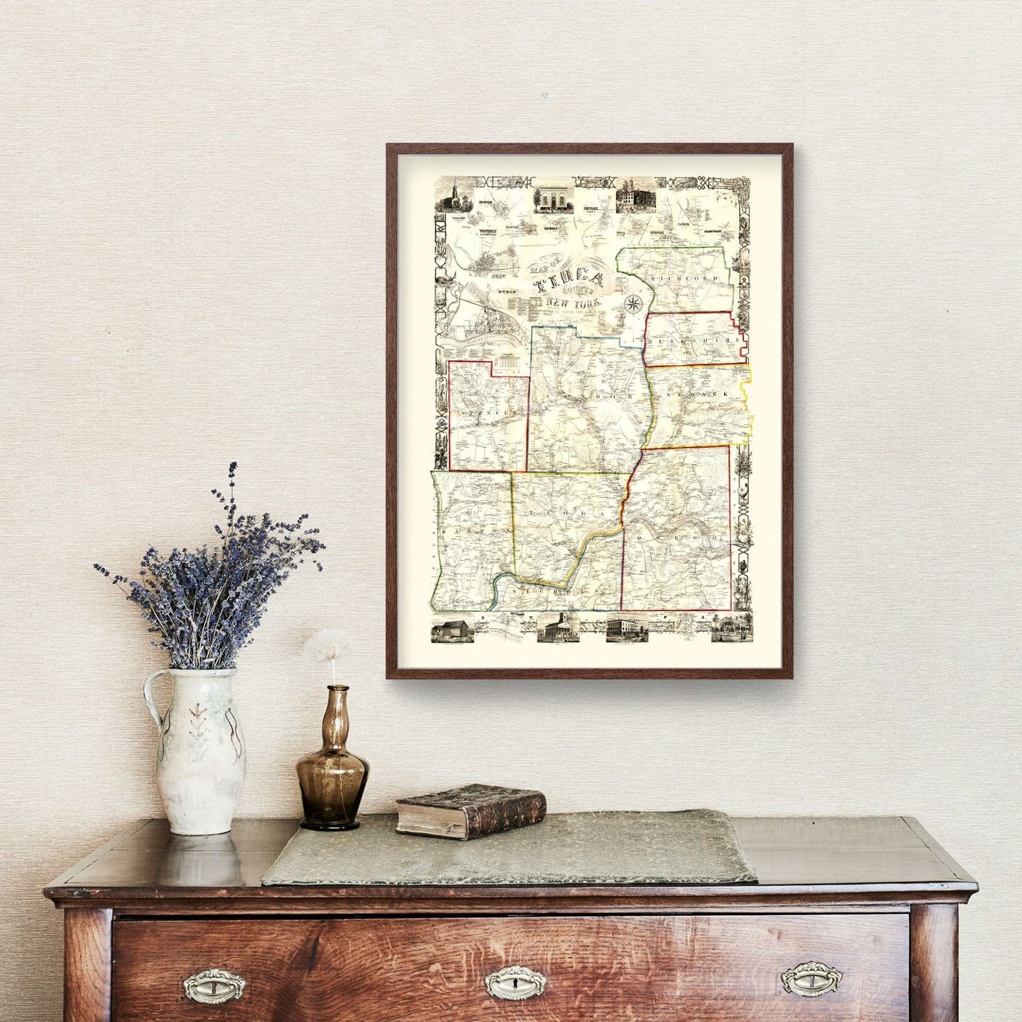 Vintage Map of Tioga County, New York 1855