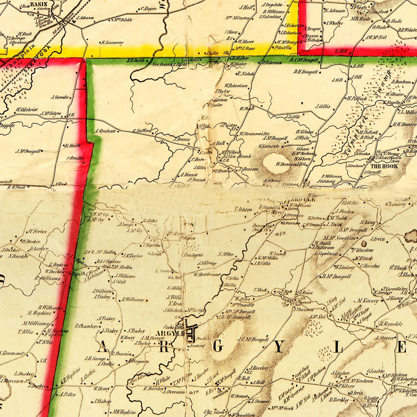 Vintage Map of Washington County, New York 1853