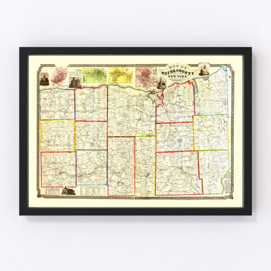 Vintage Map of Wayne County, New York 1853