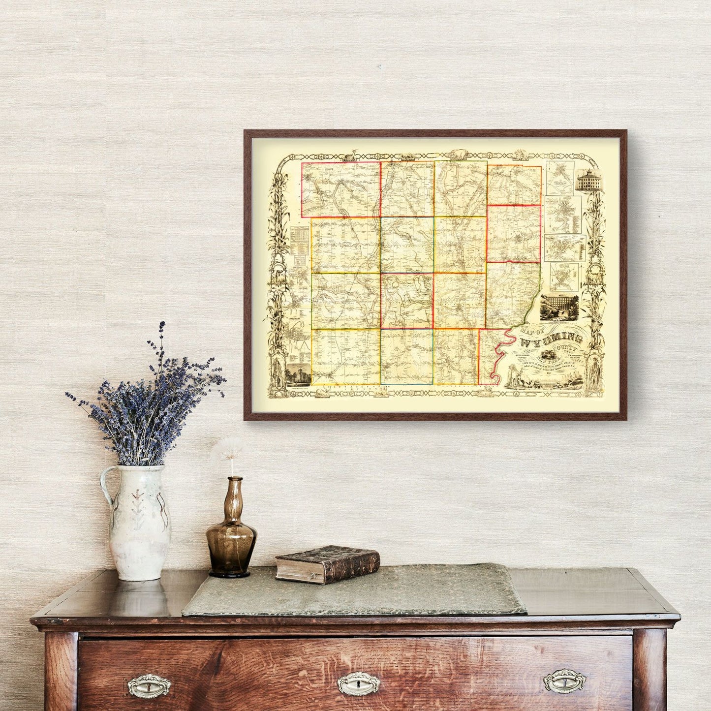 Vintage Map of Wyoming County, New York 1853