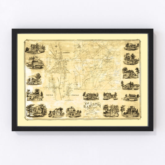 Vintage Map of Madison County, New York 1858