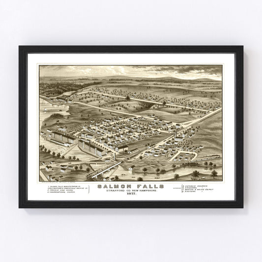 Vintage Map of Salmon Falls, New Hampshire 1877