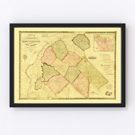 Vintage Map of Salem County, New Jersey 1849