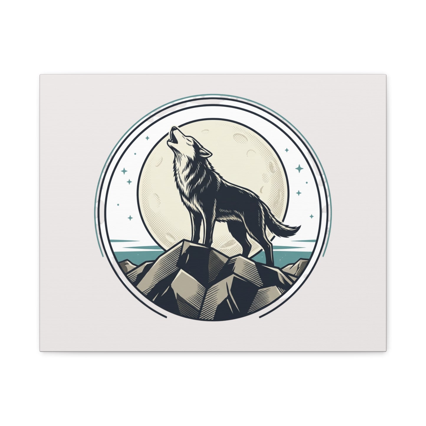 Howling Wolf Canvas Wall Art — Moonlit Wilderness Matte Stretched Print