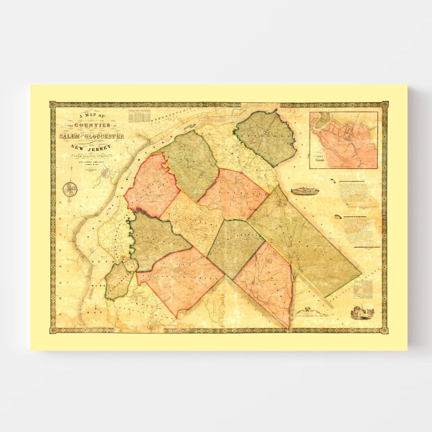 Vintage Map of Gloucester County, New Jersey 1849