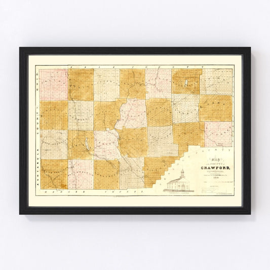 Vintage Map of Crawford County, Pennsylvania 1839
