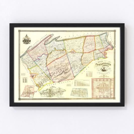 Vintage Map of Cumberland County, Pennsylvania 1858