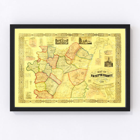 Vintage Map of Fayette County, Pennsylvania 1858