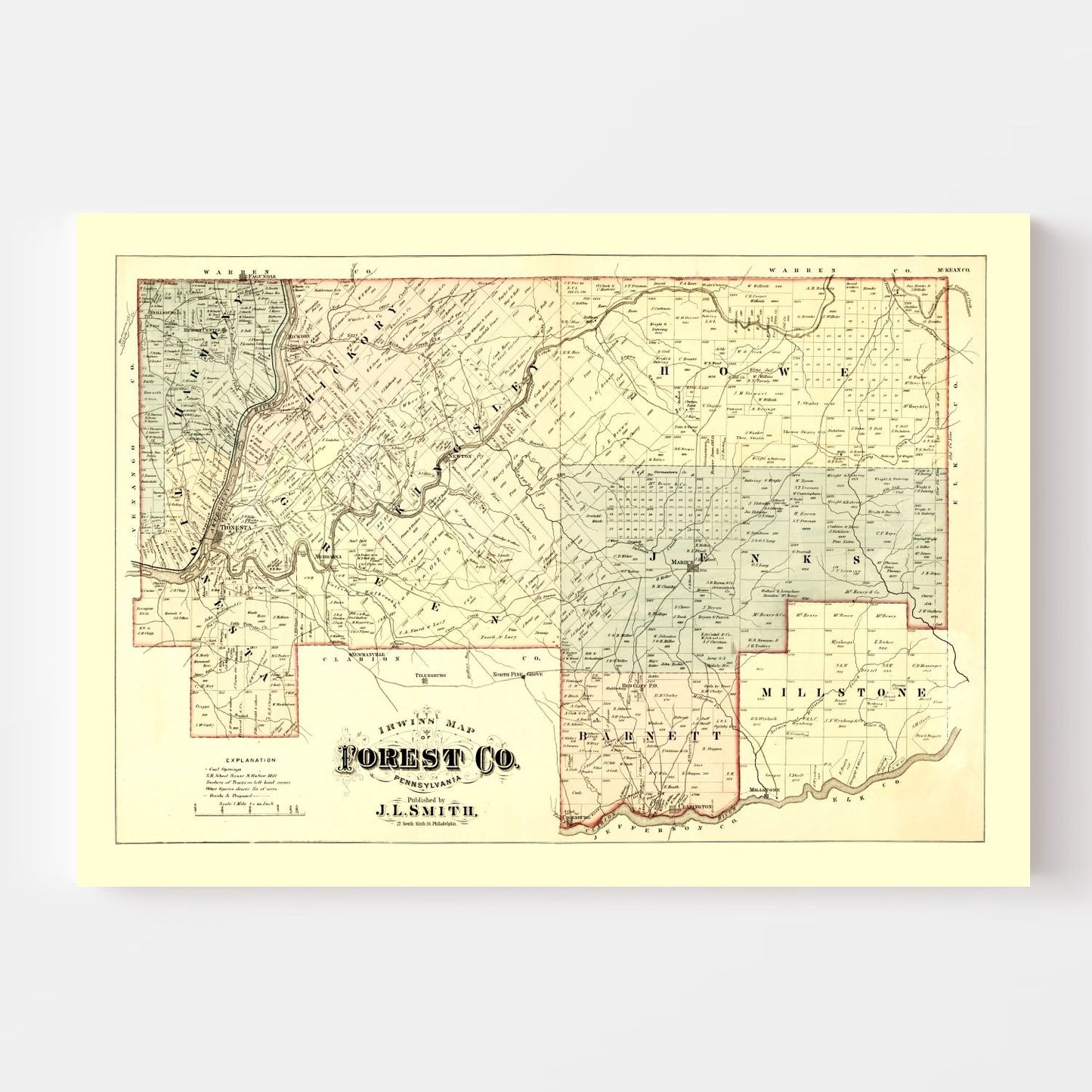 Vintage Map of Forest County, Pennsylvania 1876