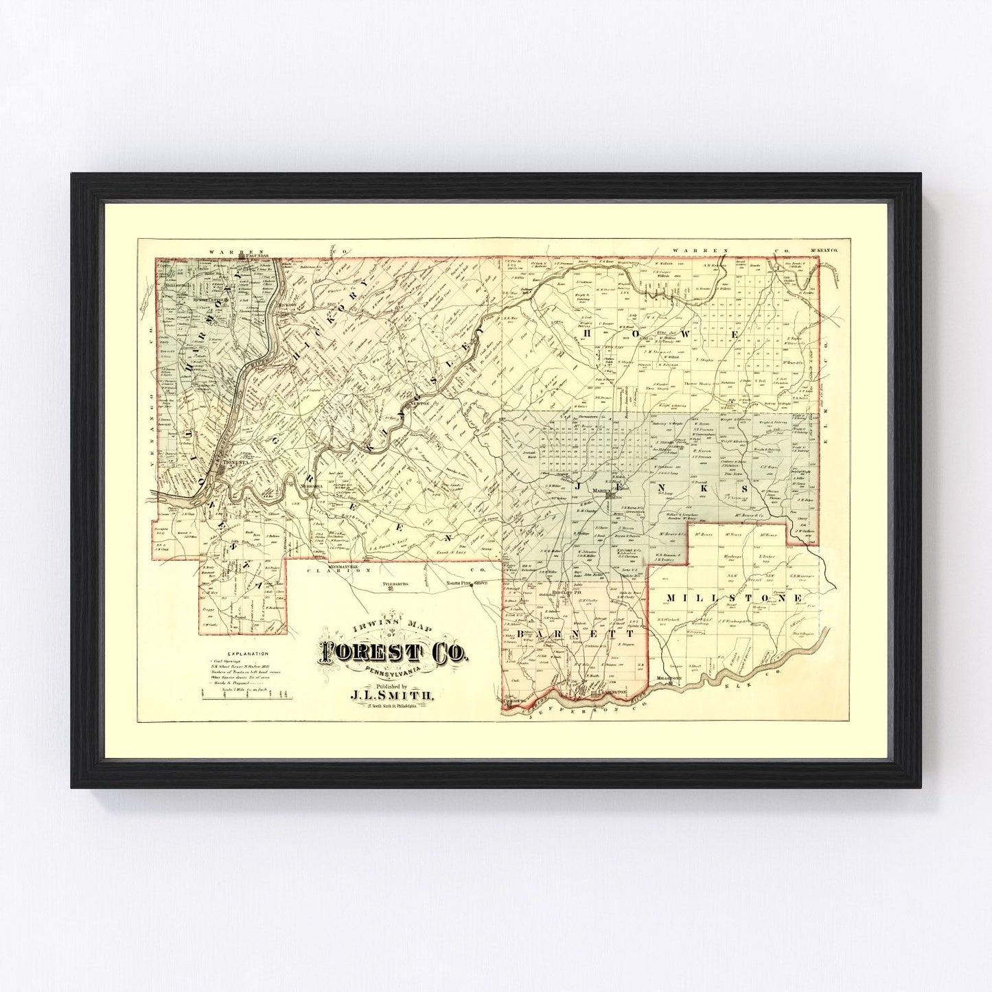 Vintage Map of Forest County, Pennsylvania 1876
