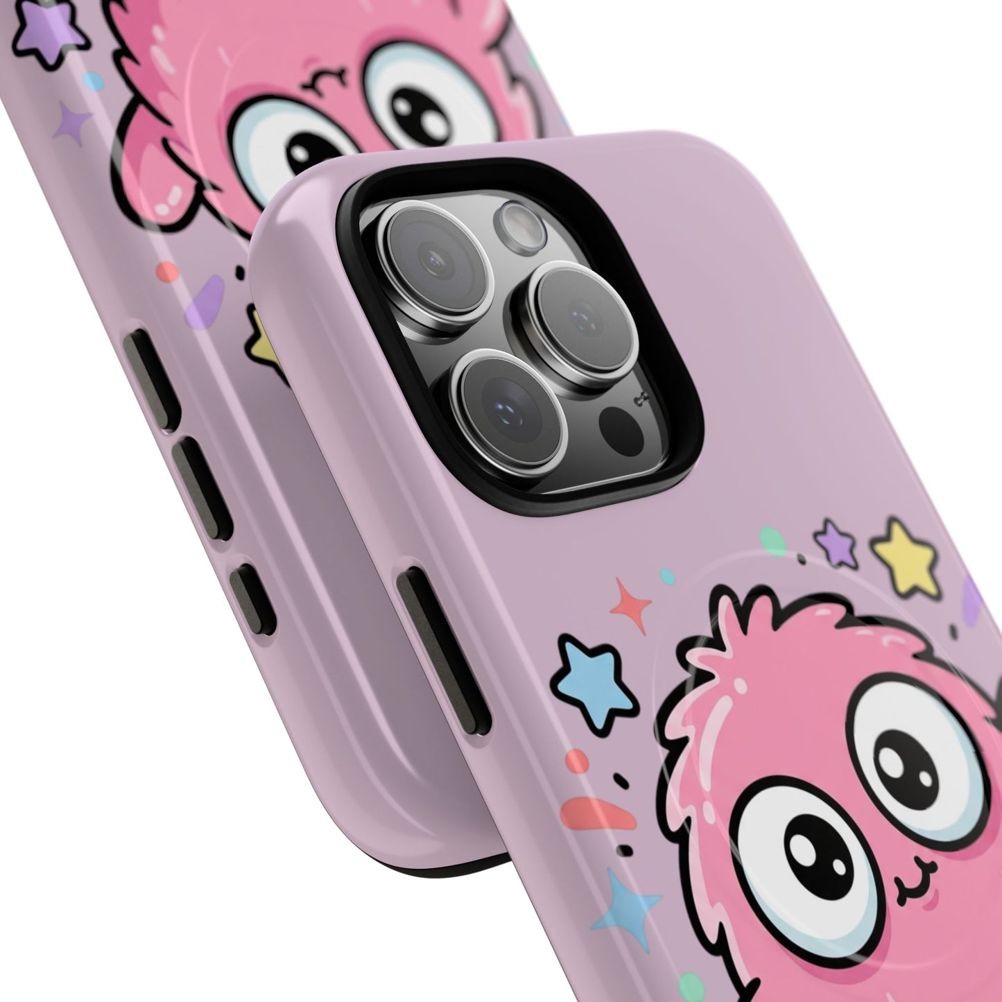 Cute Pink Fuzzy Monster Tough Magnetic Phone Case — Cute Kawaii Protective iPhone Cover