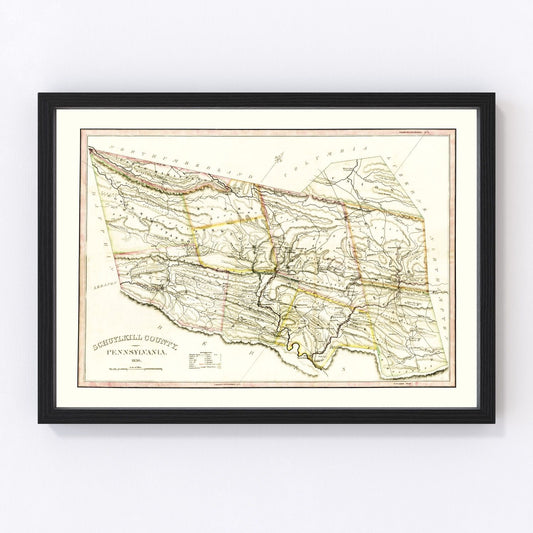 Vintage Map of Schuylkill County, Pennsylvania 1830