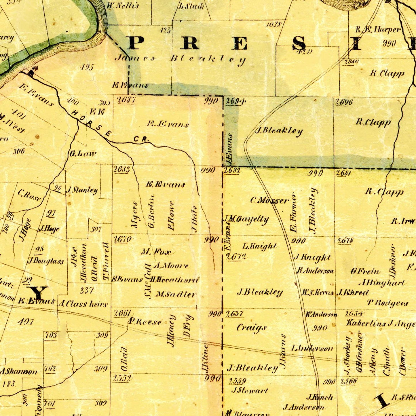 Vintage Map of Venango County, Pennsylvania 1857