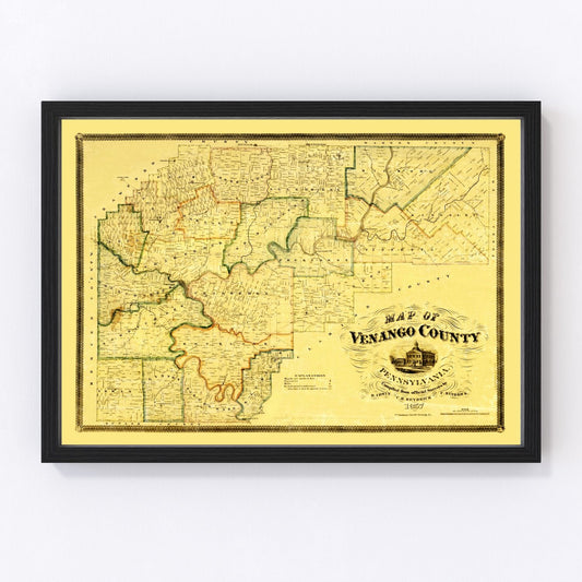 Vintage Map of Venango County, Pennsylvania 1857