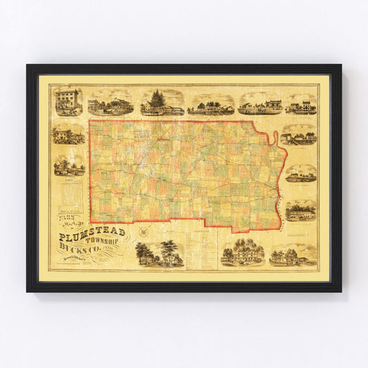 Vintage Map of Bucks County, Pennsylvania 1859