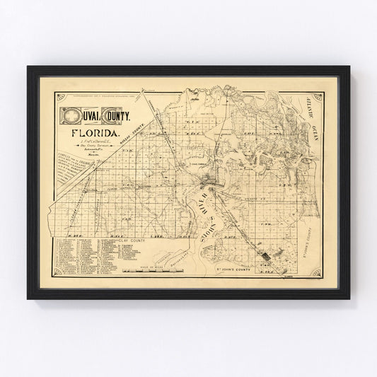 Vintage Map of Duval County, Florida 1885