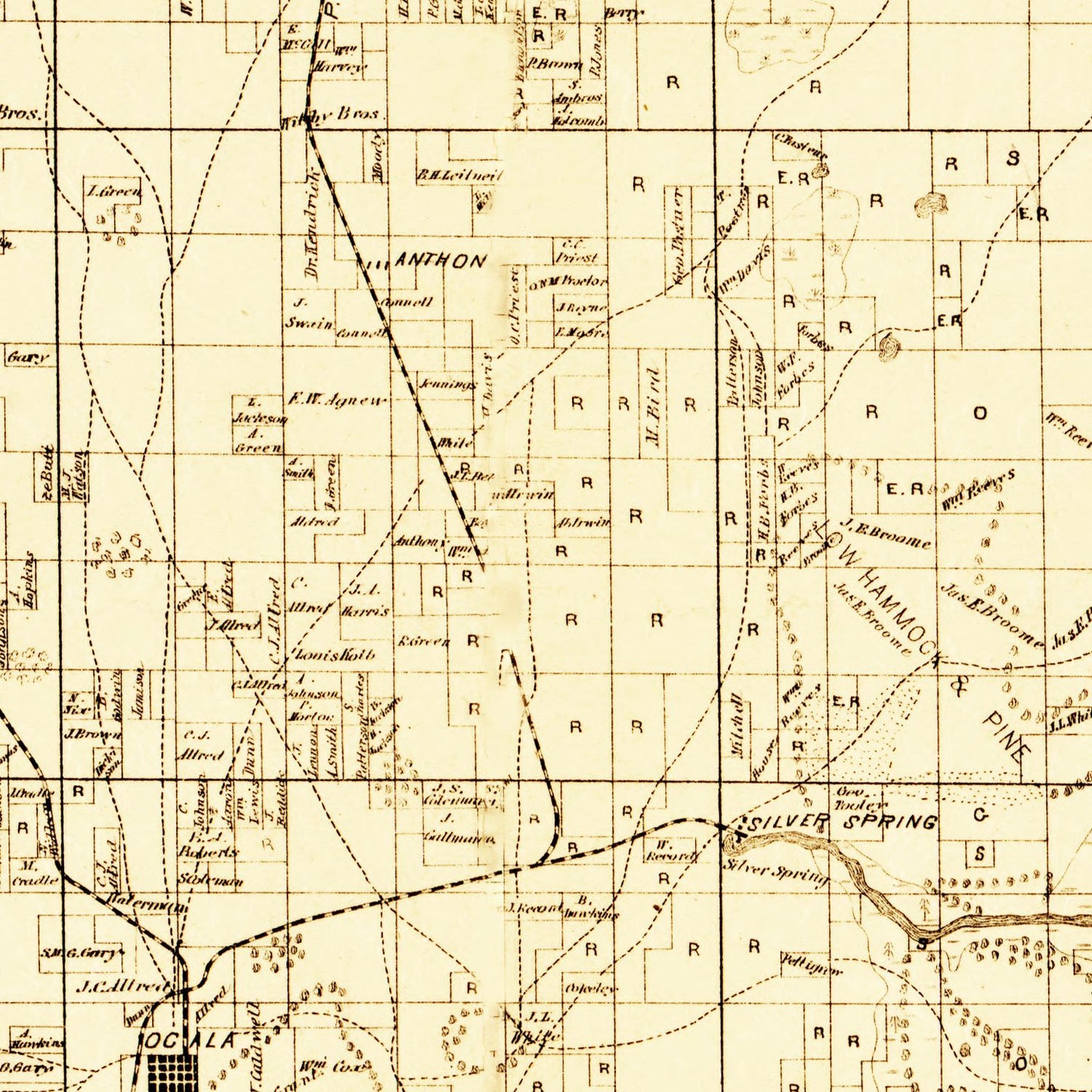 Vintage Map of Marion County, Florida 1883