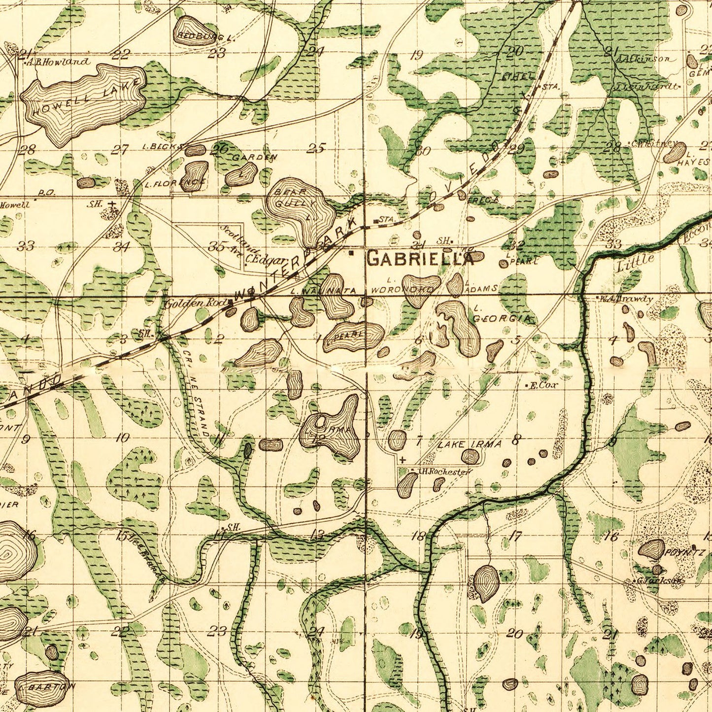 Vintage Map of Orange County, Florida 1890
