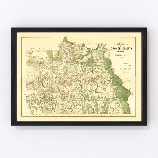 Vintage Map of Orange County, Florida 1890