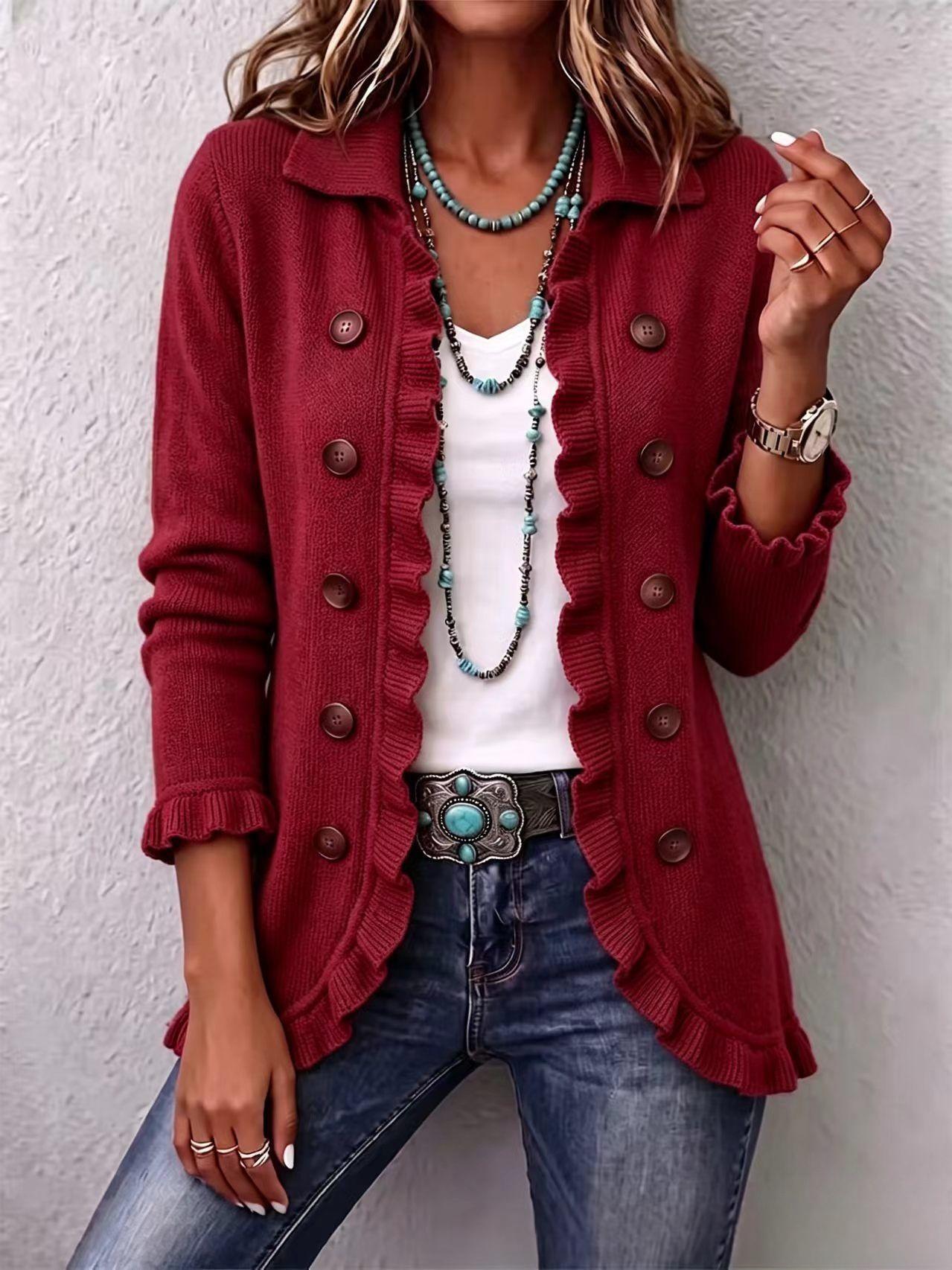 Women's Long Sleeve Cardigan – Solid & Leopard Print OL Commuter Style