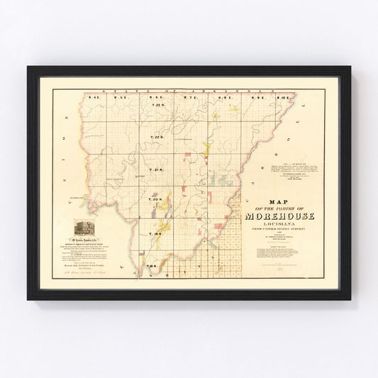 Vintage Map of Morehouse Parish, Louisiana 1860