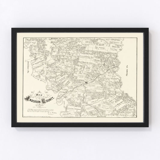 Vintage Map of Anderson County, Texas 1879