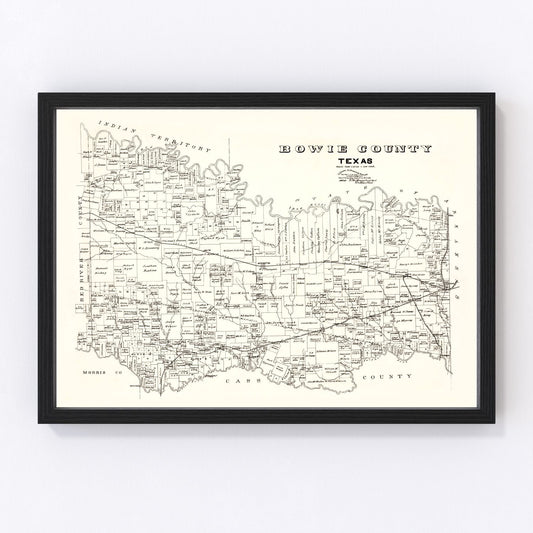 Vintage Map of Bowie County, Texas 1894