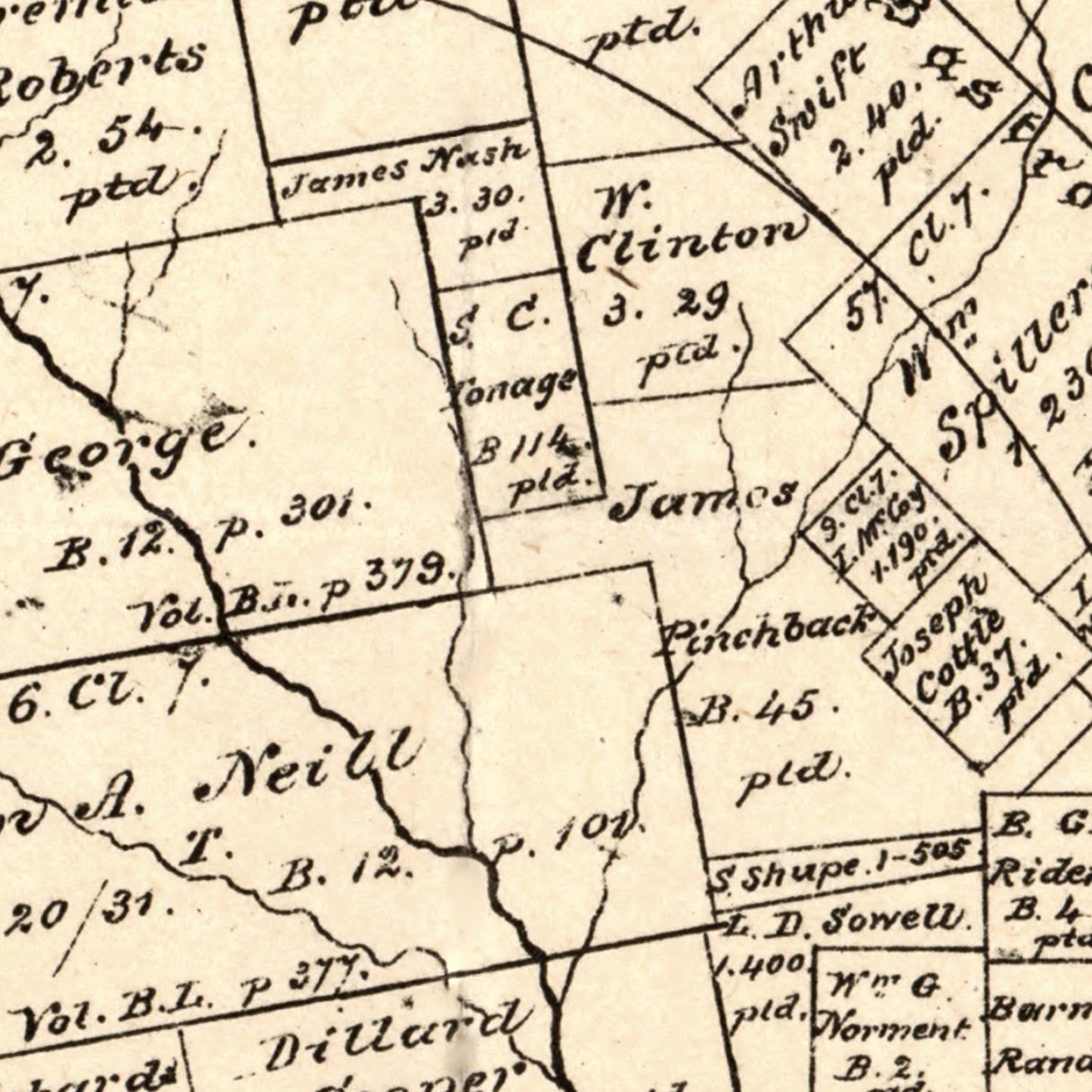 Vintage Map of Caldwell County, Texas 1880