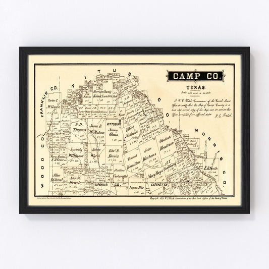 Vintage Map of Camp County, Texas 1879