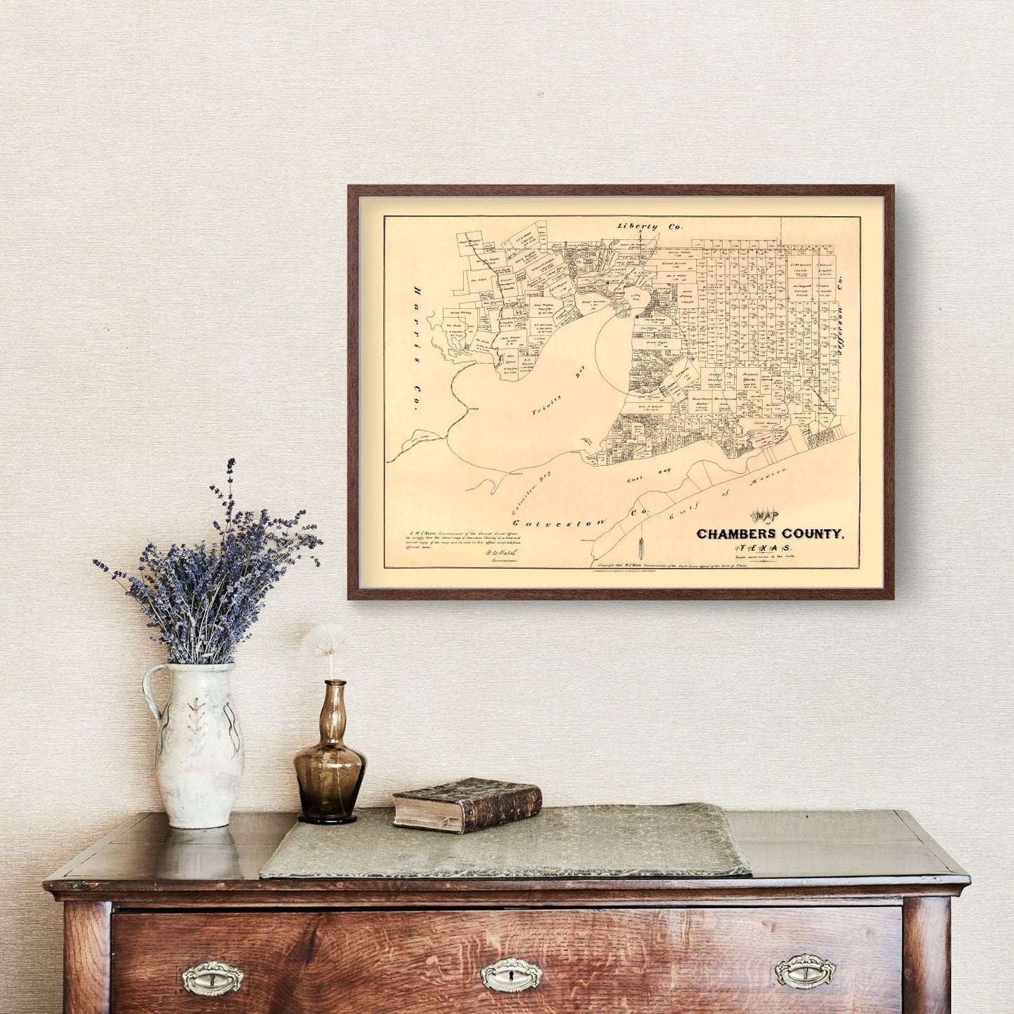 Vintage Map of Chambers County, Texas 1879