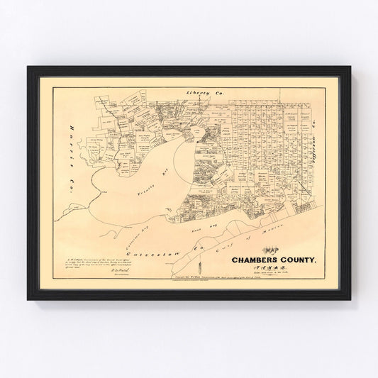 Vintage Map of Chambers County, Texas 1879
