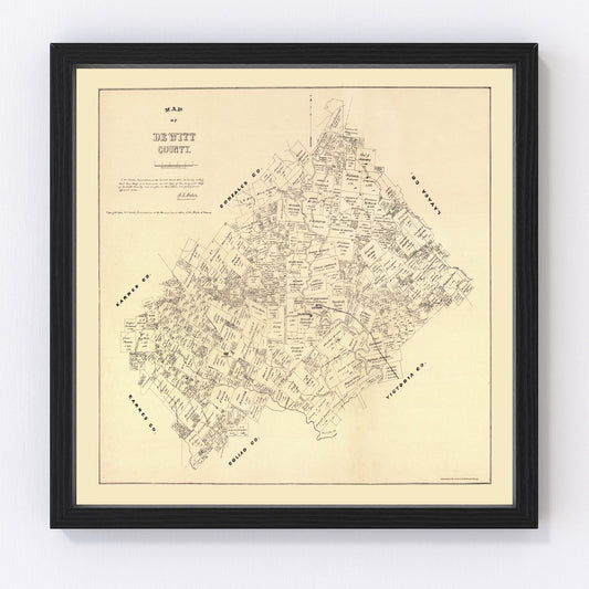 Vintage Map of De Witt County, Texas 1881