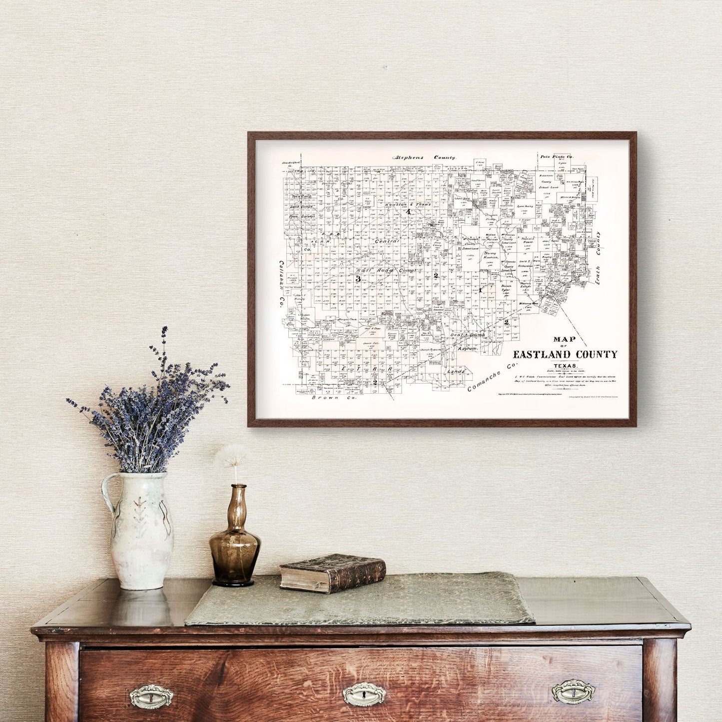 Vintage Map of Eastland County, Texas 1879