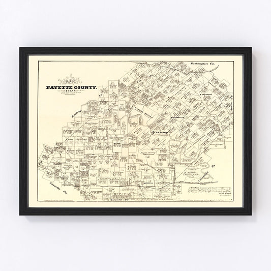 Vintage Map of Fayette County, Texas 1879